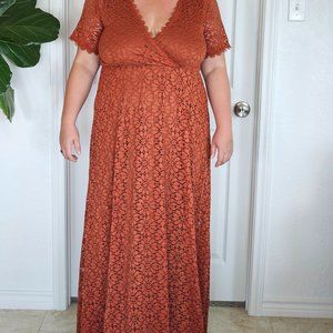 NWT Baltic Born Venice Lace Maxi Dress Rust XXL
